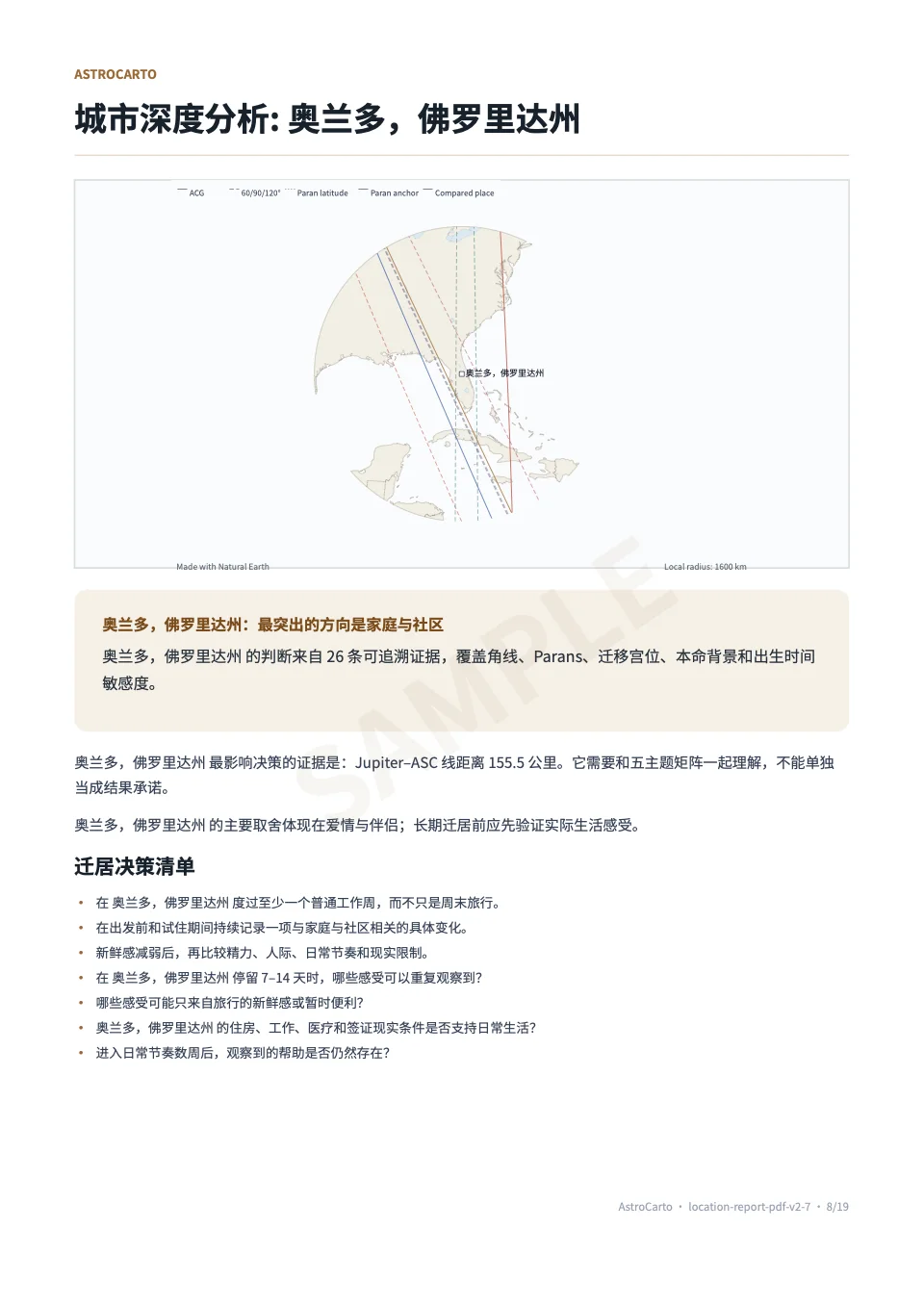 个人地理占星示例 PDF 的真实报告页面 8